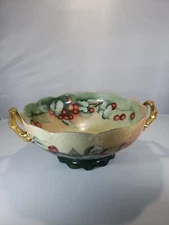 10.5" Large T&V Limoges France Large Bowl Handpainted Cherries