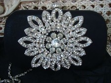 GORGEOUS BLACK EVENING BAG WITH RHINESTONES BLING  NEW  PROM WEDDING PARTY