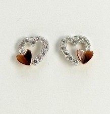 14K White or Yellow Gold Heart Shape CZ Stud Earrings