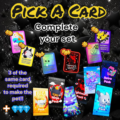 PS99. BIG, Fantasy, Nightmare, Retro, Axolotl, POG Packs & Cards + Diamonds