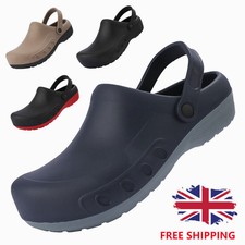 Mens Clogs Black Blue Chefs Shoes Kitchen Safety Footwear Garden Hospital Mules