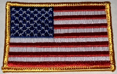 AMERICAN FLAG EMBROIDERED PATCH iron-on GOLD BORDER USA US United States QUALITY