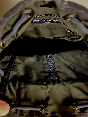 Vintage 90s Polo Sport Ralph Lauren Blue & Yellow Backpack Y2K