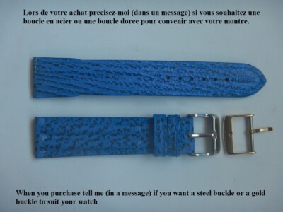 Bracelet étanche 18mm En Cuir De Requin Véritable Bleu Clair - Type Breitling Chronomat - Neuf Sans étiquette