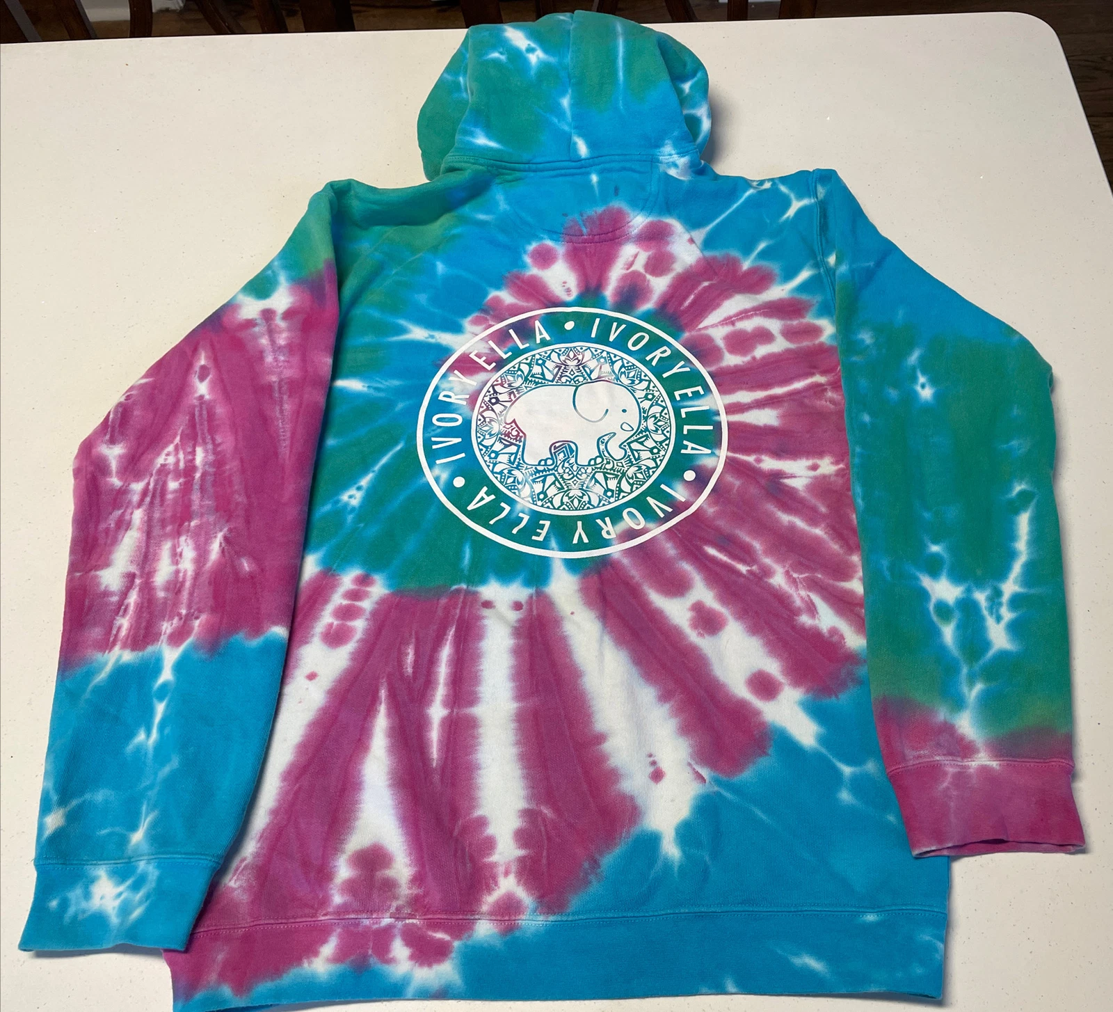 OFF WHITE Felpa donna avorio Ella tie dye con cappuccio piccolo pullover felpa elefante oversize