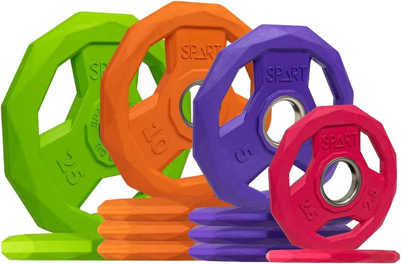 Juego de placa de peso olímpica recubierta de goma con placa de agarre codificada por colores de 2 pulgadas 115 lb