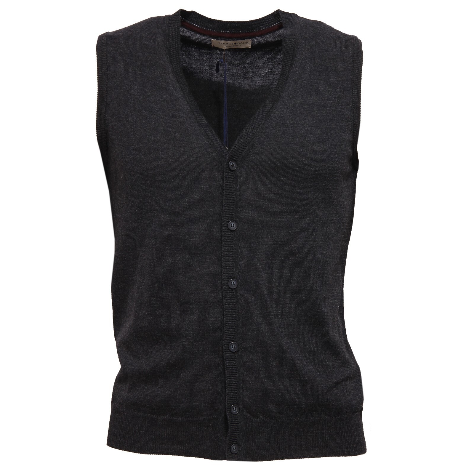 0565Z жилет uomo TOUCH BACK из смесовой шерсти темно-серого цвета мужской