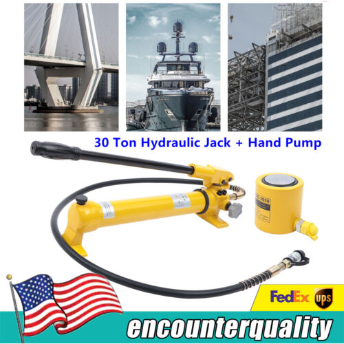 30 Ton Hydraulic Jack Air Pump Lift Portable Power Ram Repair Tool+Hand Pump - Foto 1 di 11