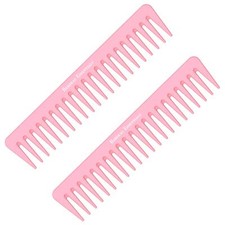 7 Inch Detangling Comb  2 Pack  Pink Carbon Fiber  Large Wide Tooth Detang...