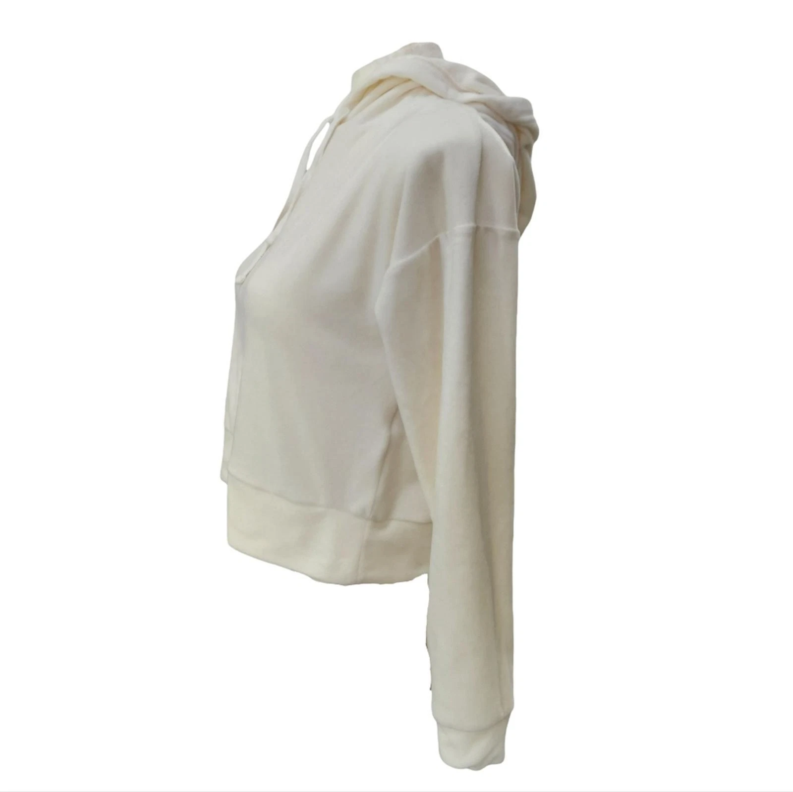 OFF WHITE Felpa con cappuccio Junior's Cozy Lounge super morbida velluto ritagliato Y2K crema M