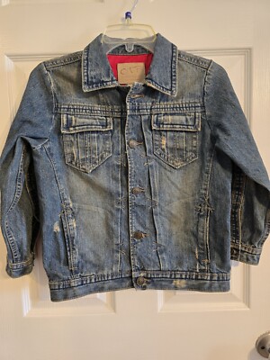 OTB Women's Distressed Blue Denim Jeans Jacket Size Large -6- Rich Mom Old Money