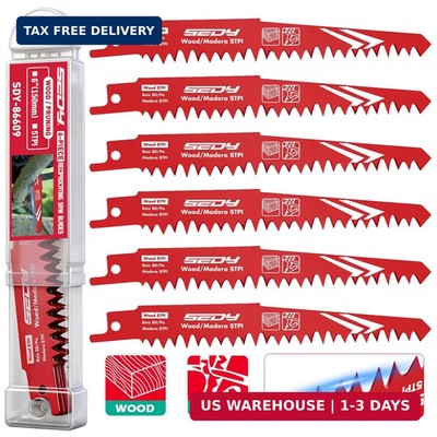 SEDY 6 Inch Reciprocating Saw Blades for Wood Pruning, 5TPI Tree & Green Wood Cu