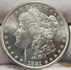 1881 S Morgan Silver Dollar, 90% Silver Coin, BU Choice Uncirculated, Morg-45a
