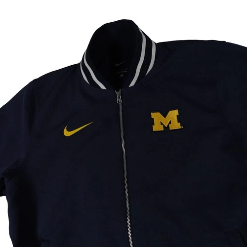 Michigan Nike Swosh Embroidered Full Zip Fleece Lined Bomber Jacket Men's Large - product listing photo