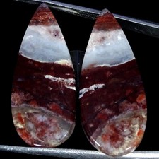 24.90Cts Natural Amazing Aqua Chalcedony Pair Pear Cabochon 12X29X4MM