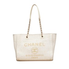 Chanel Deauville Canvas Leather 2way Bag