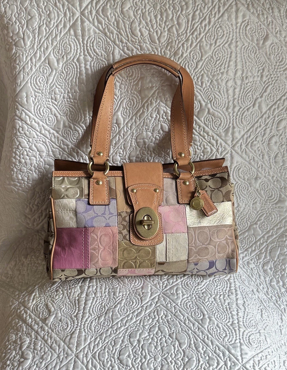 バッグ COACH ToteBag Patchwork Turn Lock Gold Coach Patchwork Turn Lock Bags & Women's Leather Exterior for sale