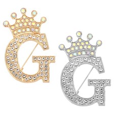 Letter Brooch Pins, Alphabet G Lapel Badges Pin, Gold / Silver