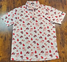 Bad Birdie Golf SS White Red Georgia Floral Apple Polo Shirt Size XL