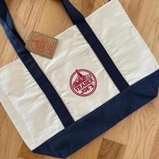 Trader Joe's Tote Bag White/Navy  (New)