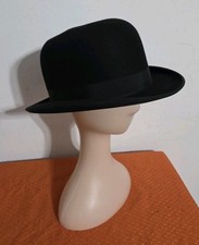 Vintage Mallory Black Felt Bowler Hat Size 7 1/8"