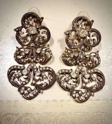 Rare Massive Les Bernard Signed Earrings-1980s Dynasty Show Hollywood Couture