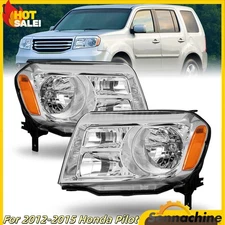 For 2012-2015 Honda Pilot Halogen Headlights Assembly Chrome Housing Left+Right