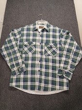 Vtg 70's Sears SportsWear Perma-Prest Tartan Check Flannel Shirt Men's Sz LG