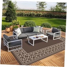  Outdoor Rug Waterproof for Patio, 10'x14' Foldable Reversible Plastic Straw 