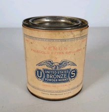 1943 United States Bronze Powder Works Venus Palegold Extra Brilliant 7 Full Can