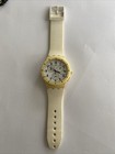 Swatch Originals Twice Again Chrono Cream Silicone Watch New Battery — photo 1
