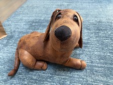 Dachshund Brown Dog Large Plush Stuffed Animal 22  Vintage Faux Leather