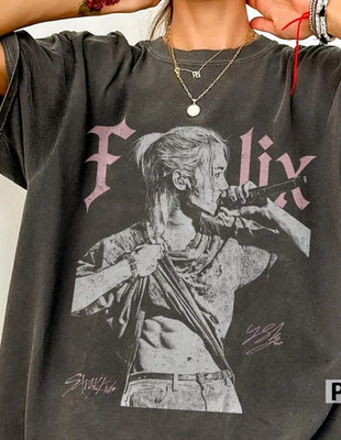 New Stray Kids Skz Vintage Kpop Music charcoal color T- Shirt reprint VK11338