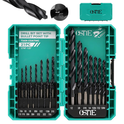 21 Pcs Cobalt Drill Bit Set (Pro), M35 Cobalt Drill Bit with Bullet Point Tip, T