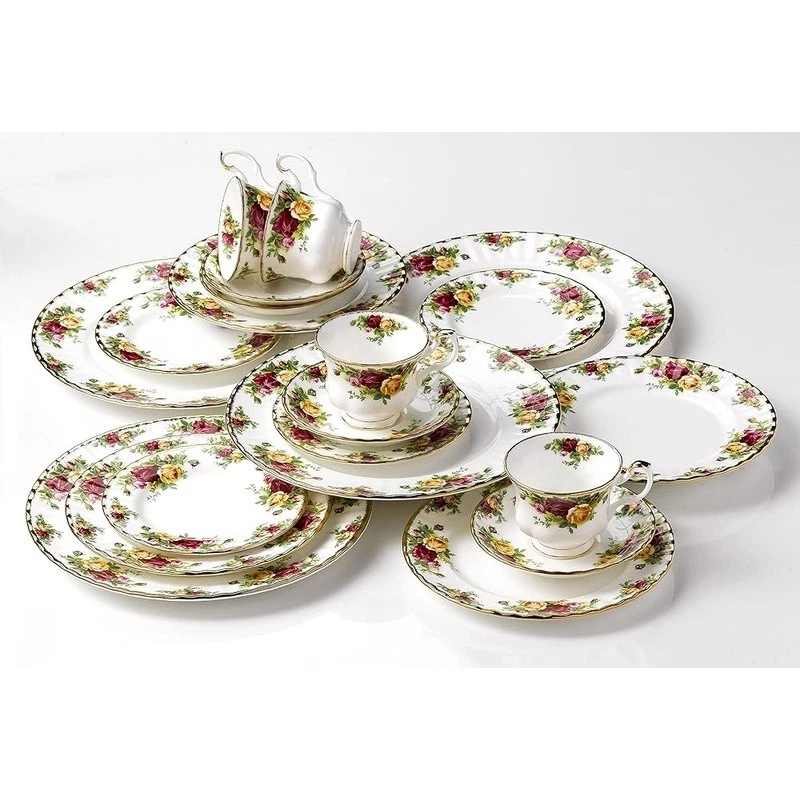 Conjunto de Louça Fine Bone China Motivo Floral Bandas Douradas Seguro para Lavar à Mão Novo - Imagem 4 de 4