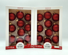 Ashland Glass Christmas Ornament Set Red Glitter Ball Ornaments 1.7in 20pc