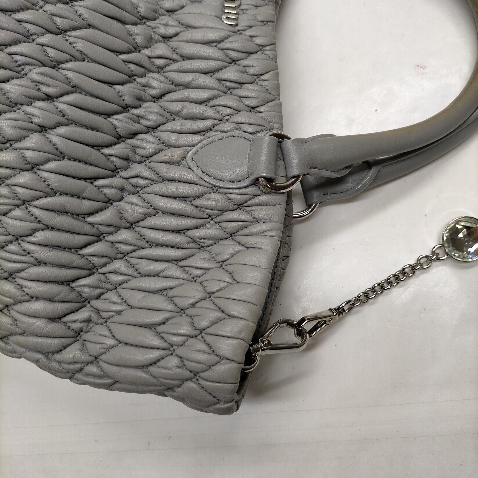 Miu Miu Hand Bag Gray Leather 3132344 — image 11