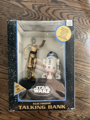 Vintage 1995 Star Wars C-3PO and R2-D2 Electronic Talking Bank by Thinkway Toys