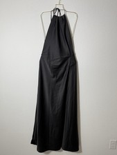 House of CB Black Halter Neck Satin Maxi Dress Size Small Open Back Formal 