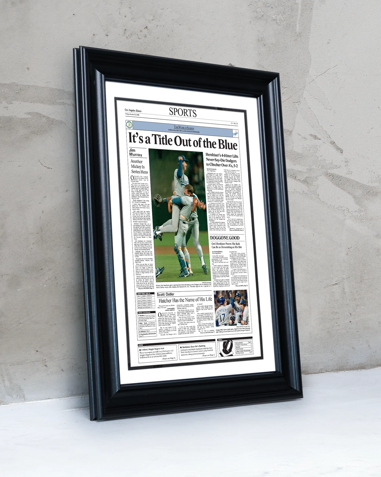 1988 Los Angeles Dodgers World Series Champions UnFramed Front Page Newspaper Prin