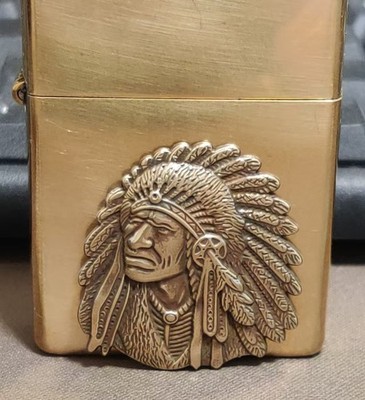 1 piece Lighter accessories Brass Portrait of an Indian Chief DIY sticker
