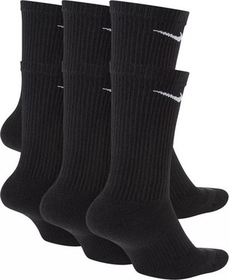 Nike Everyday Cushion Crew Men's Socks - Black/White, Size Large, Pack of 6