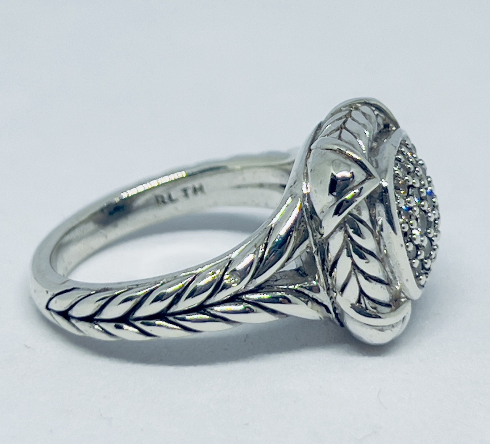 Pavé Diamond Twisted Cable Split Shank Ring 925 S… - image 4