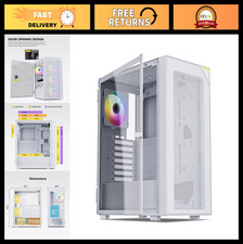 Mid Tower ATX PC Case - Tempered Glass, Adjustable LED Strip, ARGB Fan, GPU Supp