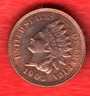 1903 1c Indian Head Cent - RAW - Cleaned - Great Detail / Nice Coin