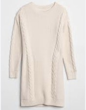 Gap Cream Cable Knit Sweater Dress S Preppy Winter Snowy Holiday Cozy Warm