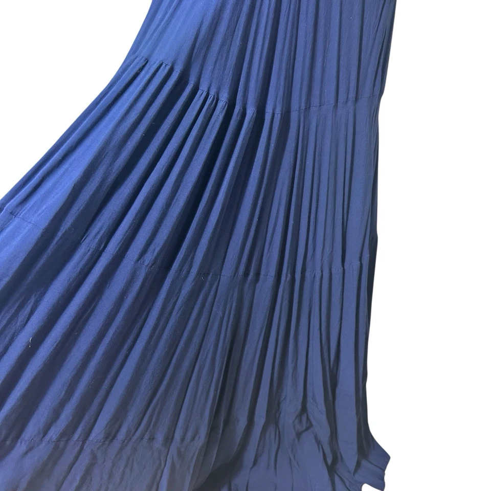 Erika Pena Anthropologie Marissa ярусный с плеча макси платье S/M темно-синий  - Изображение 4 из 4