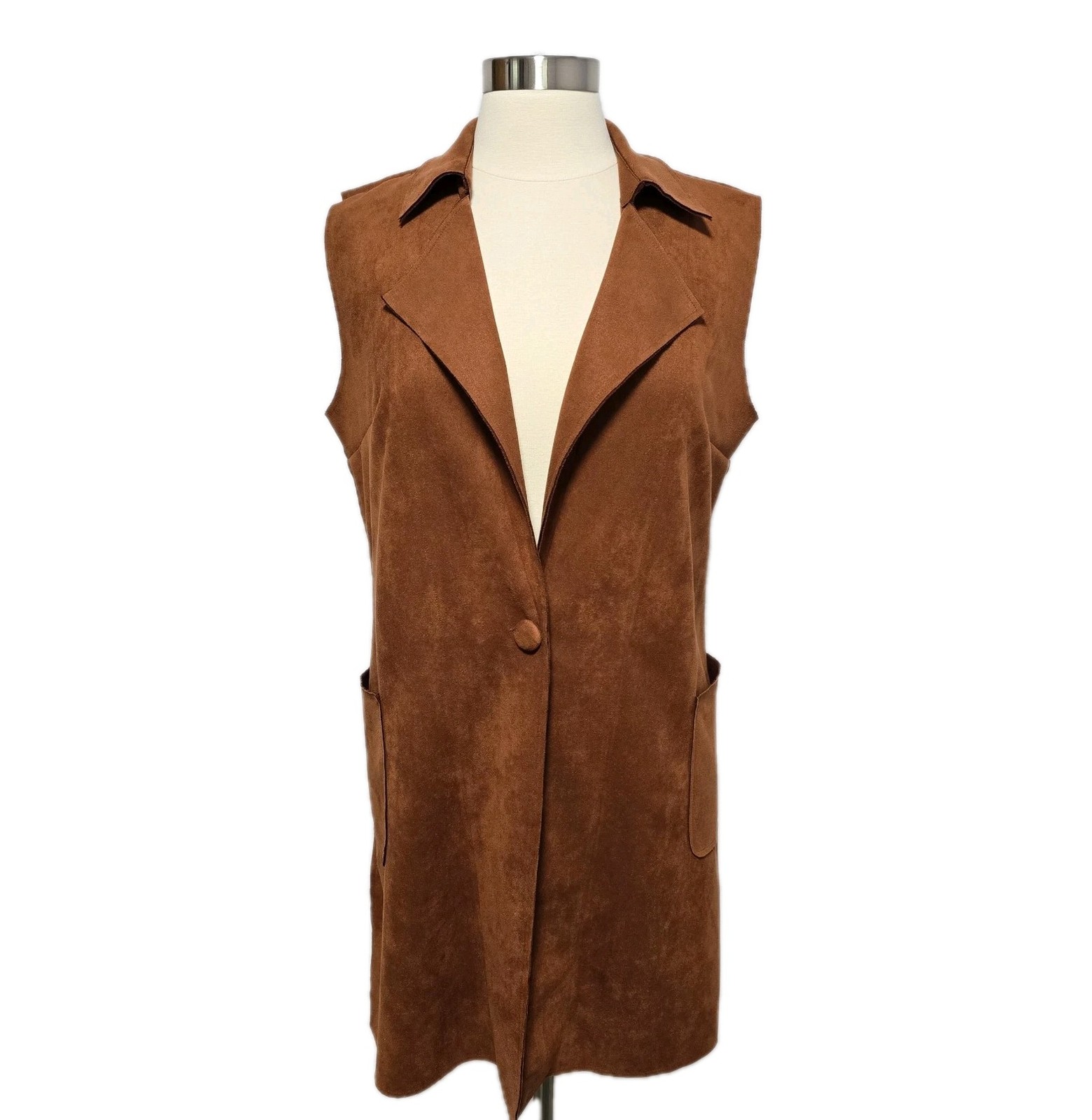 Anthropologie Solitaire Faux Suede Duster Vest Large NWOT Festival Hippie