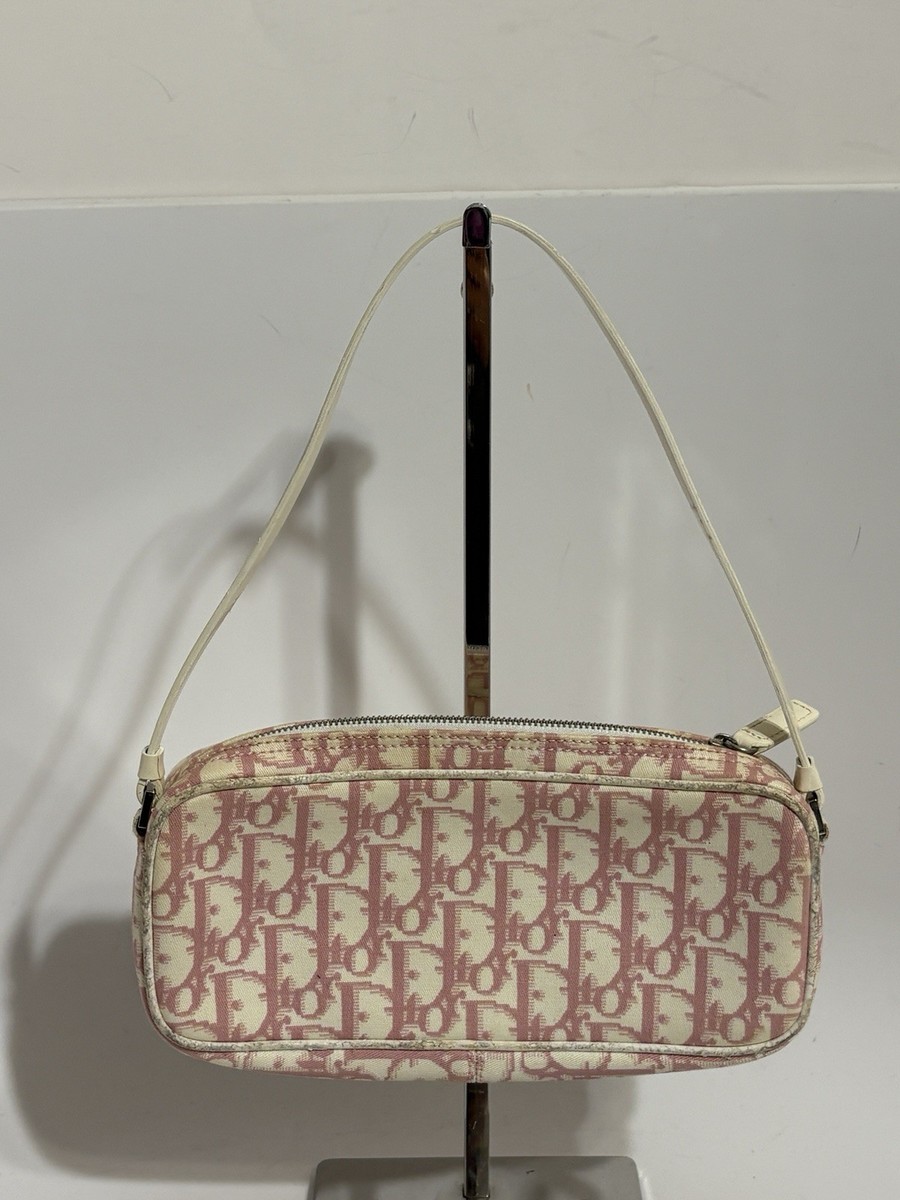 Vtg Christian Dior By John Galliano Pink Monogram Crystal Flower