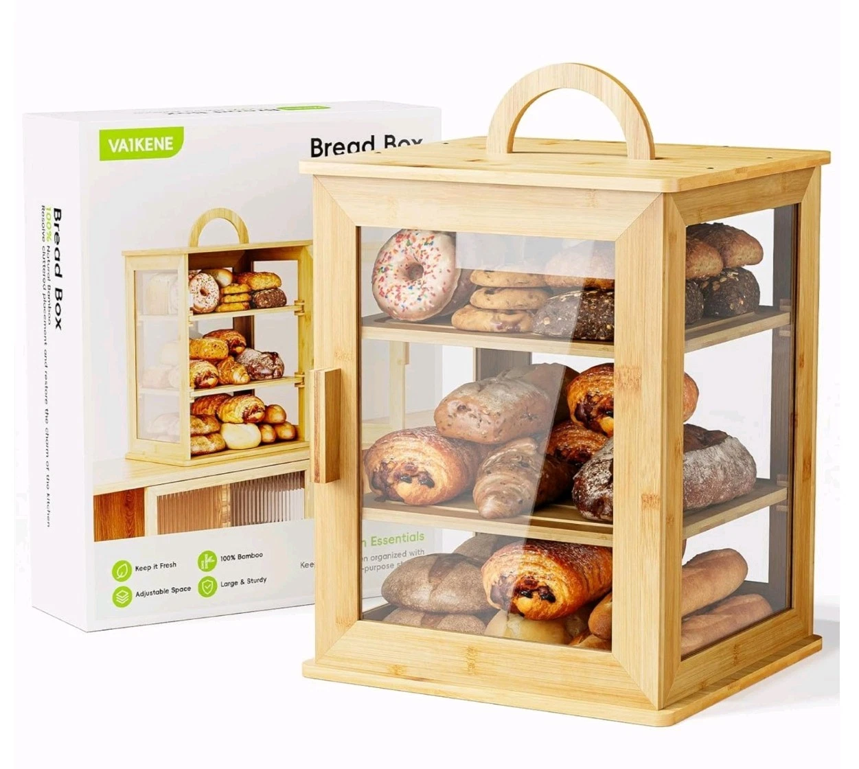 3-Tier Bread Box for Kitchen Countertop – Large Capacity Bread Storage Bamboo
Opens in a new window 